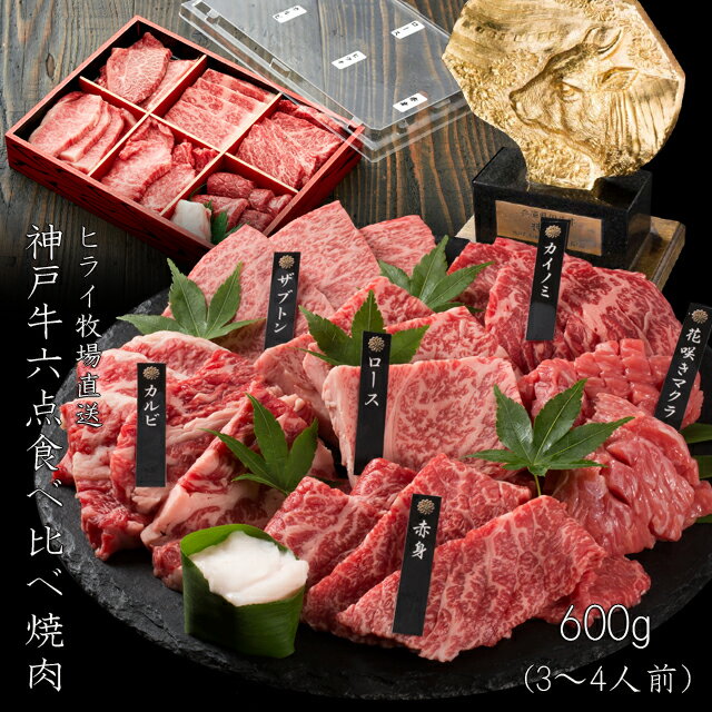 神戸牛 6点食べ比べ焼肉600g（3〜4人前）【送料無料※一部地域+500円】