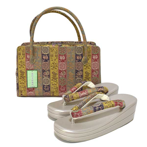 Zori, Bag - 龍村織物 ブランド 高級 利休 バック 草履セット 日本製 新品