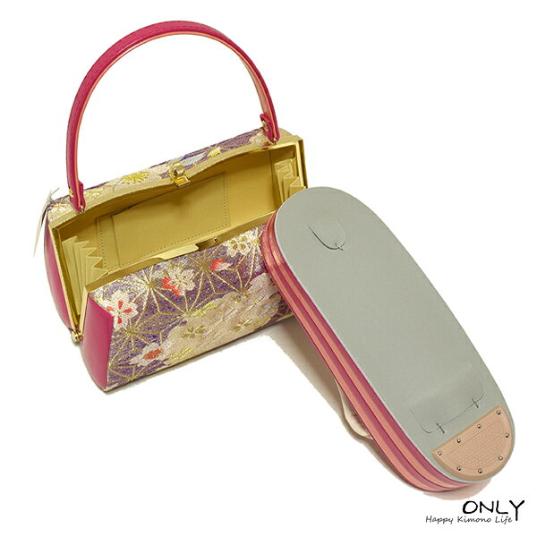 彩小径 ブランド 振袖用 最高級 草履バッグセット エナメル 24cm 日本製 浅草 新作 成人式お正月 踵8cm　ピンク