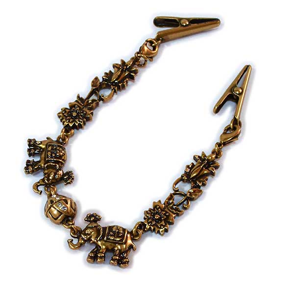 岡重 ブランド高級 羽織紐 マグネット 象 クリップ付き 新品 ゴールド