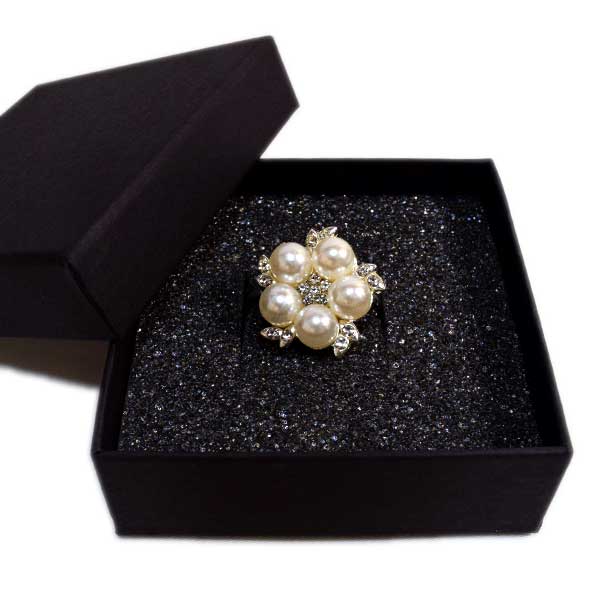 帯留 フラワー型 パール付き ケース付き