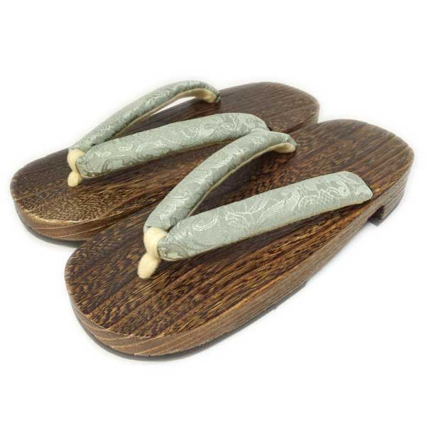 下駄 桐 無地 LLサイズ 26cm 柄鼻緒 浴衣 茶台 女性 レディース 大人 焼桐 グラスグリーン