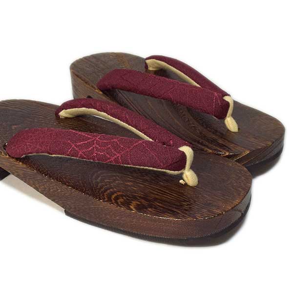 下駄 桐 無地 LLサイズ 26cm 柄鼻緒 浴衣 茶台 女性 レディース 大人 焼桐 マルーン