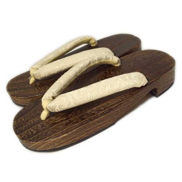 下駄 桐 無地 Lサイズ 24.5cm 柄鼻緒 浴衣 茶台 女性 レディース 大人 焼桐 エクルベージュ