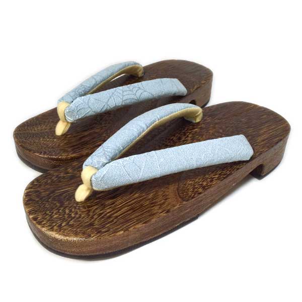下駄 桐 無地 3Lサイズ 27.5cm 柄鼻緒 浴衣 茶台 女性 レディース 大人 焼桐 スカイブルー