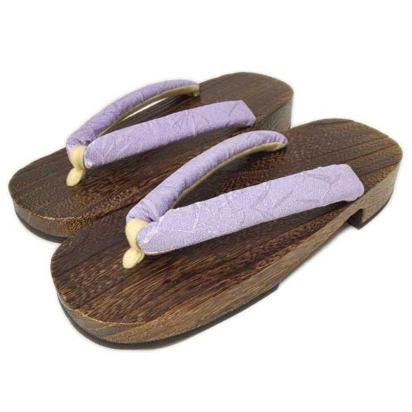 下駄 桐 無地 3Lサイズ 27.5cm 柄鼻緒 浴衣 茶台 女性 レディース 大人 焼桐 ライラック