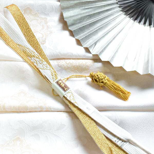 留袖用 長尺 高麗 帯締め 縫取り 帯揚げ セット 新品 白