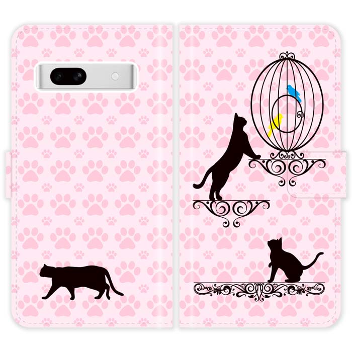 Rakuten - Google Pixel 7a 手帳型 Pixel7a ケース カバー 猫と鳥かご 猫柄 かわいい グーグル ピクセル7a スマートフォンケース 携帯