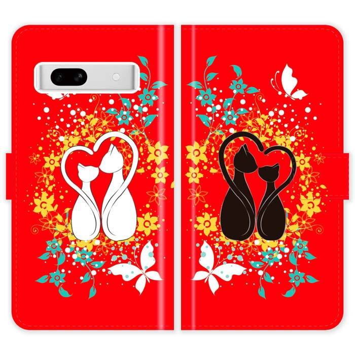 Rakuten - Google Pixel 7a 手帳型 Pixel7a ケース カバー 猫 しっぽでハート 猫柄 かわいい グーグル ピクセル7a スマートフォンケース 携帯