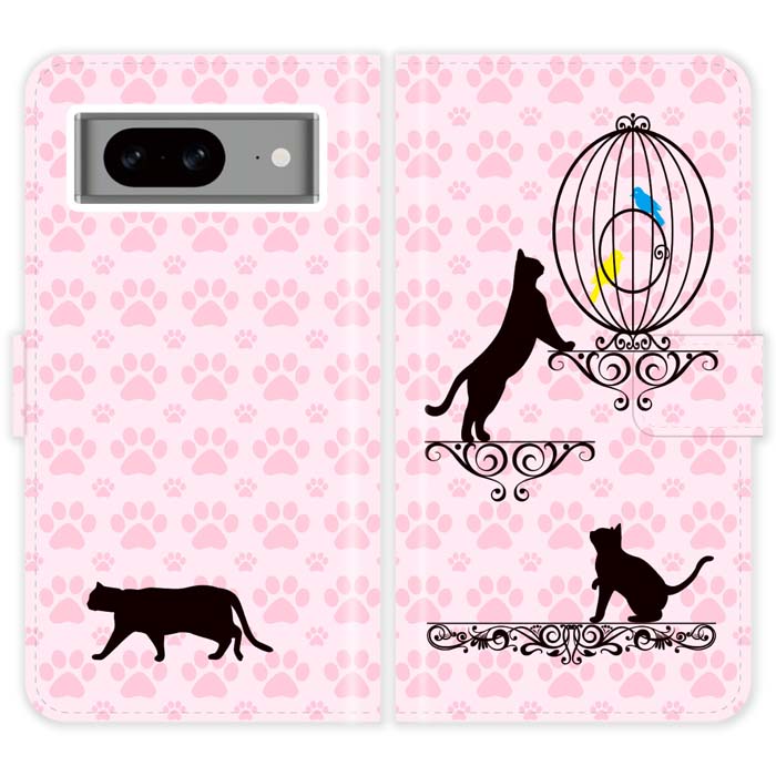 Rakuten - Google Pixel 8 手帳型 Pixel8 ケース カバー 猫と鳥かご 猫柄 かわいい グーグル ピクセル8 スマートフォンケース 携帯