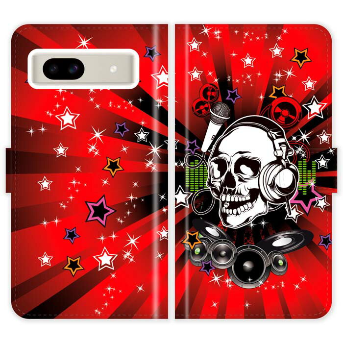 Rakuten - Google Pixel 8a 手帳型 Pixel8a ケース カバー スカル DJ ガイコツ ドクロ かっこいい グーグル ピクセル8a スマートフォンケース 携帯