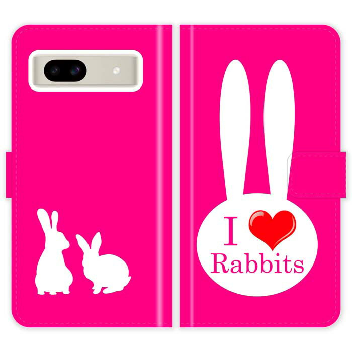 Rakuten - Google Pixel 8a 手帳型 Pixel8a ケース カバー うさぎ I love rabbits かわいい グーグル ピクセル8a スマートフォンケース 携帯