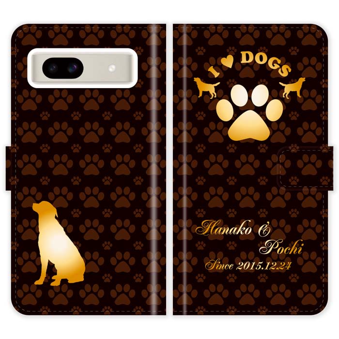 Rakuten - Google Pixel 8a 手帳型 Pixel8a 犬 肉球 I LOVE DOGS 名入れ 名前入り ケース カバー かわいい グーグル ピクセル8a オーダーメイド オリジナル スマートフォンケース 携帯
