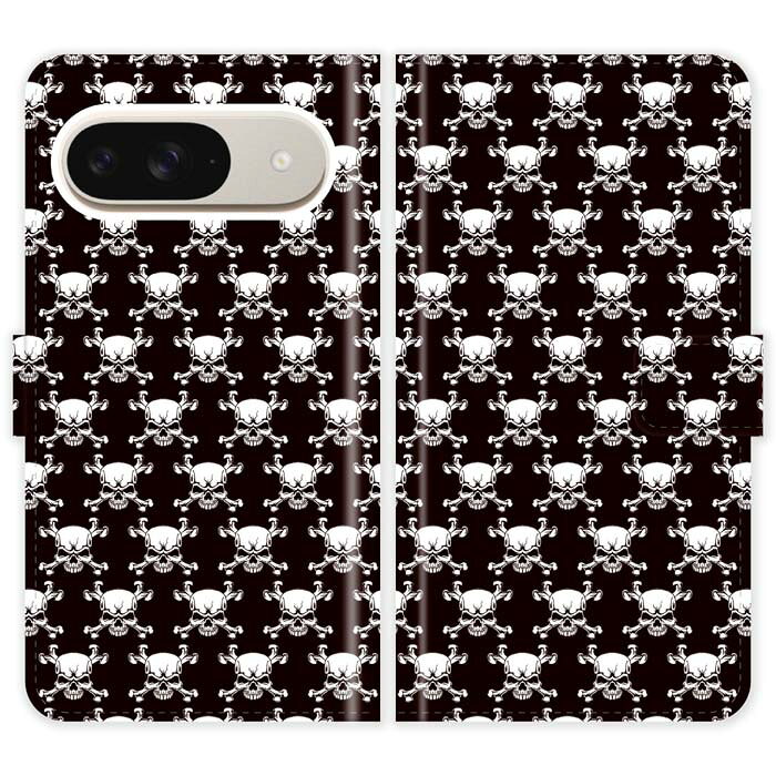 Rakuten - Google Pixel 9 Pro Google Pixel 9 Pixel9Pro Pixel9 手帳型 ケース カバー スカル モノグラム ドクロ ガイコツ かっこいい グーグル ピクセル9Pro ピクセル9 スマートフォンケース 携帯