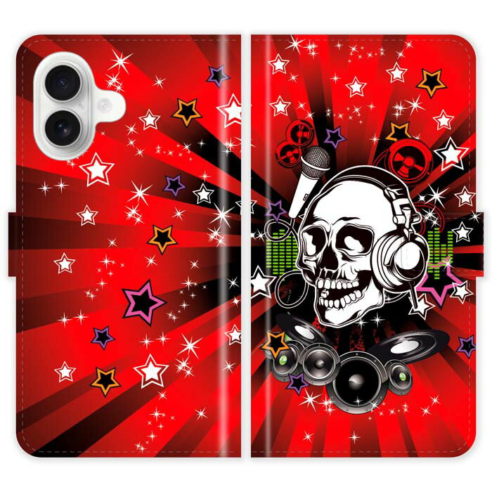 Rakuten - iPhone16 Plus 手帳型 iPhone 16 Plus ケース カバー スカルDJ ガイコツ かっこいい スマホケース スマホカバー アイフォン アイフォーン iphoneケース アイホン アイホーン 携帯