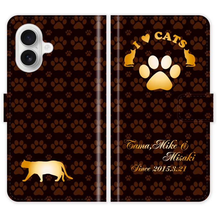 Rakuten - iPhone17 手帳型 iPhone 17 猫 肉球 猫柄 I LOVE CATS 名入れ 名前入り ケース カバー スマホケース スマホカバー アイフォン アイフォーン iphoneケース アイホン アイホーン 携帯