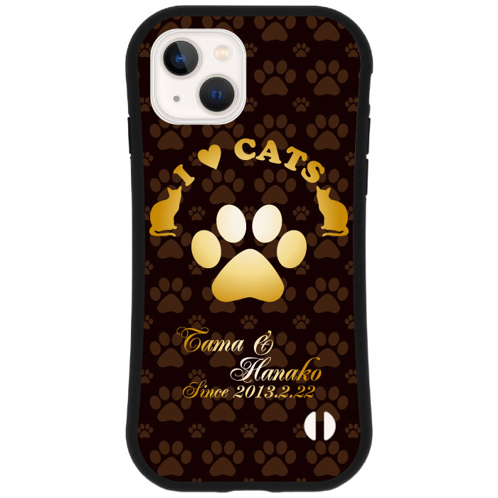 iPhone13 Pro Max Mini iPhone12 iPhoneSE 3 2 iPhone11 iPhoneXR iPhoneXs Max iPhoneX iPhone8 Plus iPhone7 猫 肉球 猫柄 I LOVE CATS 名入れ 名前入り ケース カバー オーダーメイド オリジナル iphoneケース スマホケース スマホカバー グリップケース