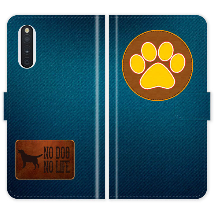 Rakuten - Galaxy A41 SC-41A SCV48 SC41A 手帳型 ケース カバー 犬 肉球 ワッペン風 デニム かわいい ギャラクシー スマートフォンケース 携帯