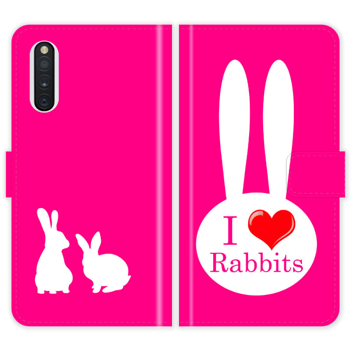 Galaxy A41 SC-41A SCV48 SC41A 蒠^ P[X Jo[  I love rabbits 킢 MNV[ X}[gtHP[X