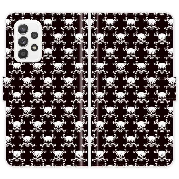 Galaxy A53 5G SC-53C SCG15 SC53C 手帳型 ケース カバー スカル モノグラム ドクロ ガイコツ かっこいい ギャラクシー スマートフォンケース 携帯