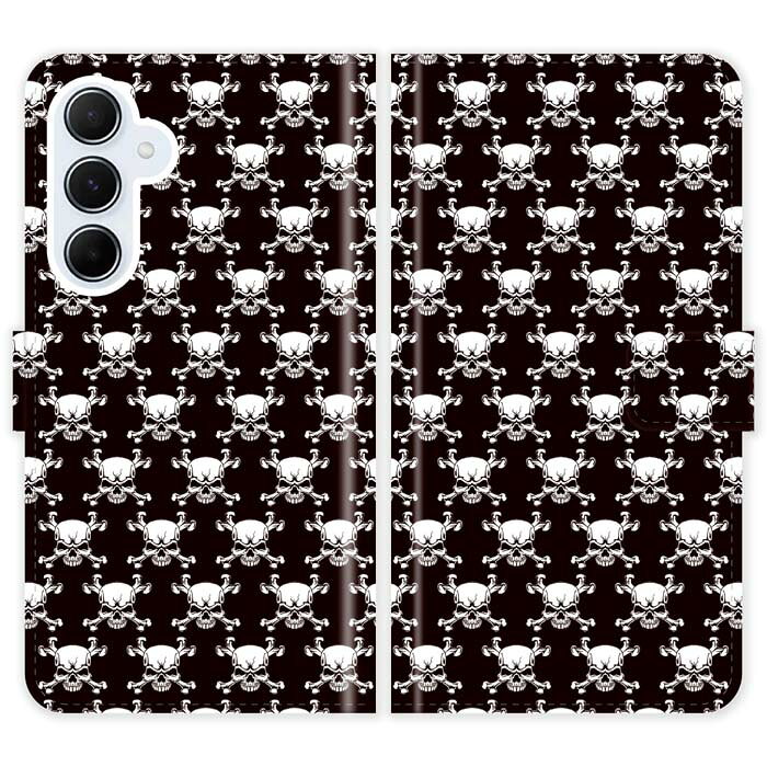 Rakuten - Galaxy A55 5G SC-53E SCG27 SC53E 手帳型 ケース カバー スカル モノグラム ドクロ ガイコツ かっこいい ギャラクシー スマートフォンケース 携帯