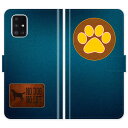 Galaxy A51 5G SC-54A SCG07 SC54A 手帳型 ケース カバー 犬 肉球 ワッペン風 デニム かわいい ギャラクシー スマートフォンケース 携帯