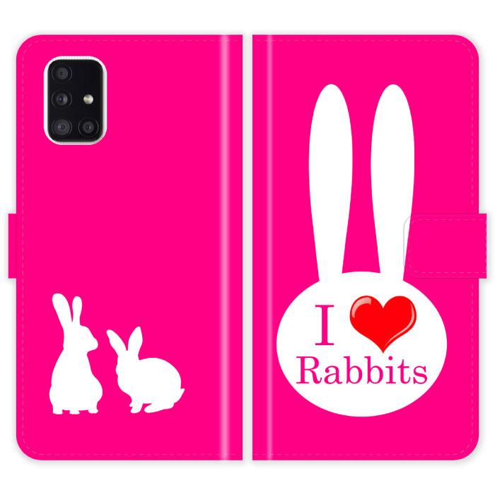 Galaxy A51 5G SC-54A SCG07 SC54A 蒠^ P[X Jo[  I love rabbits 킢 MNV[ X}[gtHP[X