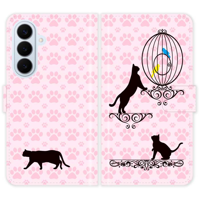 Rakuten - Galaxy S26+ SCG38 SM-S947Z 手帳型 ケース カバー 猫と鳥かご 猫柄 かわいい ギャラクシー スマートフォンケース 携帯