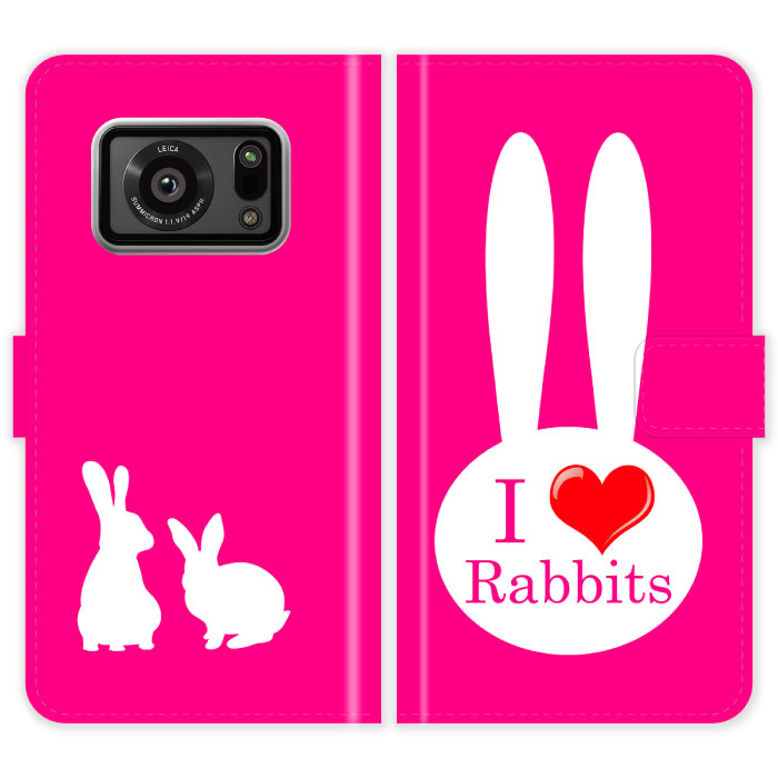 AQUOS R6 SH-51B A101SH SH51B 蒠^ P[X Jo[  I love rabbits 킢 ANIX X}[gtHP[X