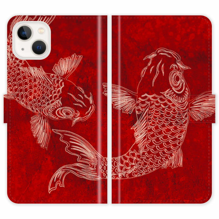 iPhone13 手帳型 iPhone 13 ケース カバー 鯉 滝登り グランジ レッド 赤 鯉の滝登り 広島 カープ スマホケース スマホカバー アイフォン アイフォーン iphoneケース アイホン アイホーン 携帯の商品画像