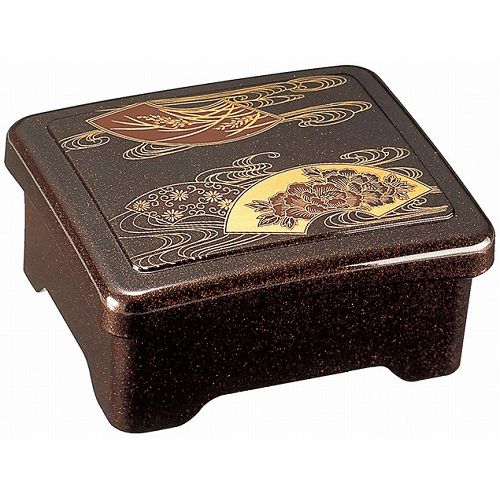 【取寄せ商品】光月丼重 扇面菊水内朱 漆器 うな重 器 うな重箱 和食器 業務用 お重、かつ重、鰻　土用の丑の日　うなぎ　5-729-6 3-631-6