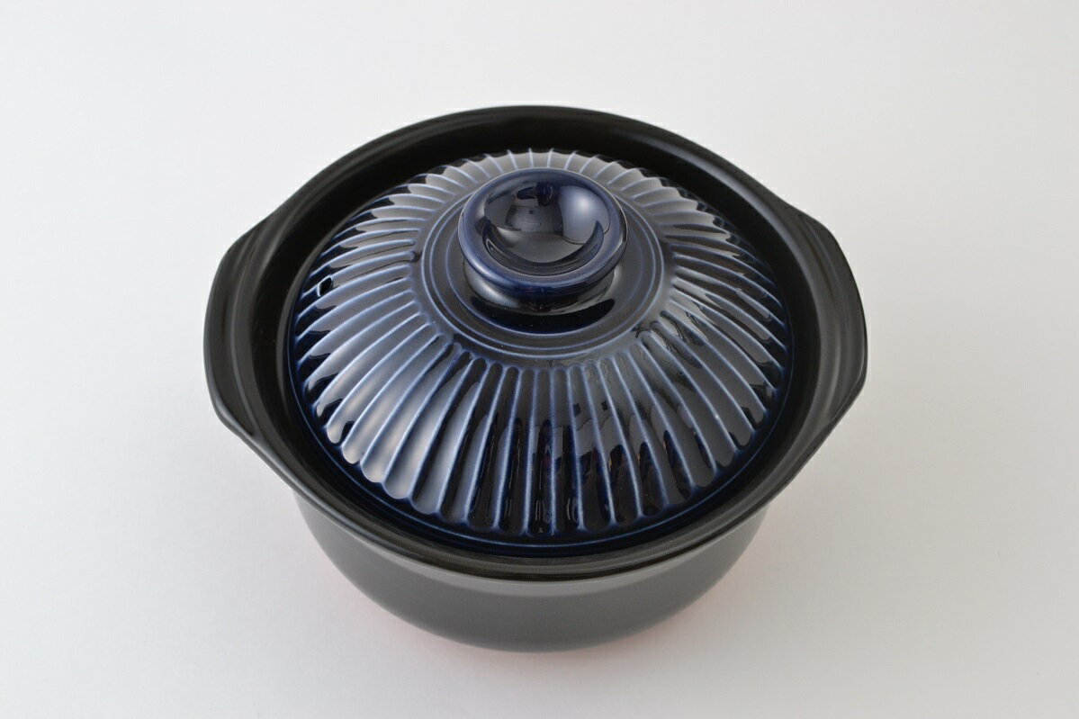 【在庫あり】菊花 炊飯鍋 瑠璃釉 3合炊M1108/二重蓋/新米/煮込み/カレー/シチュー/鍋物/土鍋/ごはん鍋/ご飯鍋/万古焼/萬古焼/日本製/国産のサムネイル