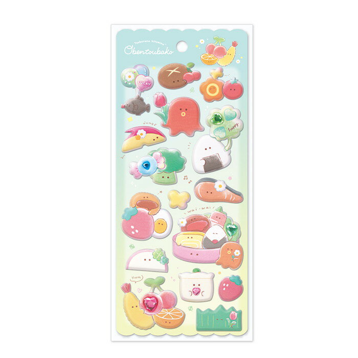 2026年1月再入荷予定　【ゆうパケット送料無料】　つぶらな瞳のぷくぷくシール　お弁当箱　ML0020-Cのサムネイル