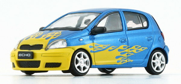 【送料無料】 BM CREATIONS 1/64 トヨタ ヤリス / エコー / ヴィッツ 1998 5ドア ブルー/ファイアー塗装 LHD 完成品ダイキャストミニカー 64B0383