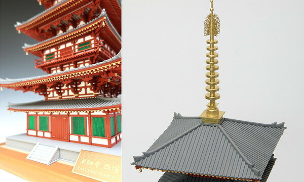 トイスタジアム1号店の★【木工用アロンアルファ＋カッター＋紙やすり付き】　【送料無料】　ウッディジョー 木製建築模型 1/75 薬師寺 西塔 (水性塗料付き)｜アングル3