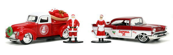 【送料無料】　JADA TOYS 1/32 1941 フォード ピックアップ＆1957 ベル エアー サンタ2台セット サンタ＆Mrs.クロースフィギュア付 完成品ダイキャストミニカー JADA34441