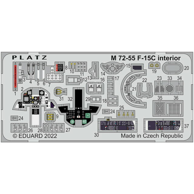 【ネコポス送料無料】　プラッツ 1/72 アメリカ空軍 F-15C イーグル エッチングパーツ コクピット用 M72-55