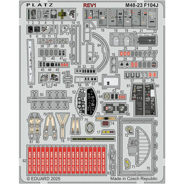 【ネコポス送料無料】　プラッツ 1/48 航空自衛隊 F-104J スターファイター「栄光」用 エッチングパーツ M48-23