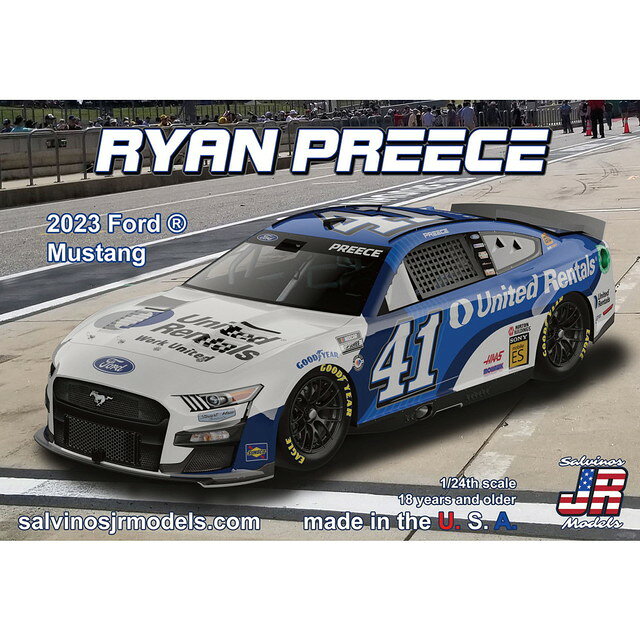 　サルビノスJRモデルズ 1/24 ライアン・プリース #41 スチュワート・ハース・レーシング ユナイテッド・レンタルズ フォード マスタング NASCAR 2023 プラモデル SHF2023RPP