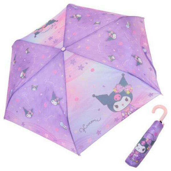 樂天商城 - 【送料無料】　クロミ 花日和 折りたたみ傘 キッズ 53cm 子供用 傘 キャラクター 耐風骨 安全ろくろ 雨傘 レイングッズ 90464