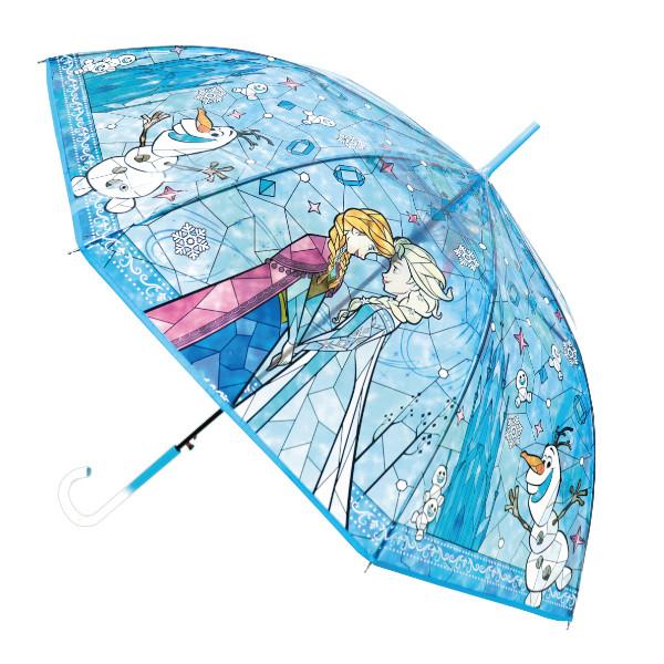 [무료 배송] 아나운서와 눈의 여왕 스테인드 글라스 우산 디즈니 Disney 캐릭터 우산 60cm 투명 긴 우산 원터치 세련된 우산 32471 [랩핑 불가]