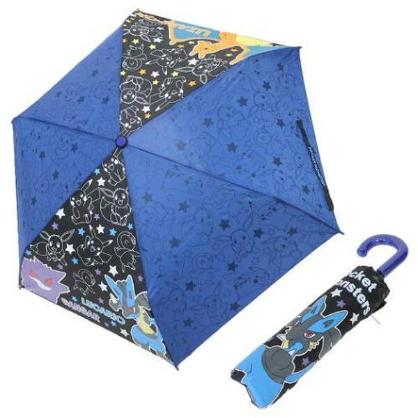 樂天商城 - 【送料無料】　ポケットモンスター ブルー＆ブラック 折りたたみ傘 キッズ 53cm 子供用 傘 キャラクター 耐風骨 安全ろくろ 雨傘 レイングッズ 90429