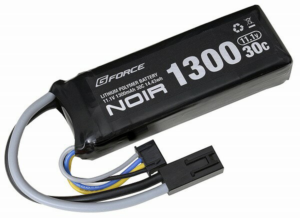 【ネコポス送料無料】 電動ガン用リポバッテリー 充電池 Noir LiPo 11.1V 1300mA ミニS互換サイズ