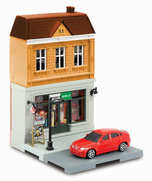 お支払い方法・送料・配送についてラッピングご希望の方はコチラっ!!予約販売商品について完成品ダイキャストミニカー　1/64　ジオラマストリート　No.06　スポーツ用品店＆BMW X6赤連結できるジオラマの街並みがセットになったミニカー全10種類が発売になります。塗装済みのパーツを組み立てるだけでオシャレなヨーロッパの街並みを作りだすことができ、付属のステッカーを使用するとより本格的に再現することが可能になります。■パッケージサイズ：幅約11cm×奥行約7.8cm×高さ約15cm■商品サイズ：幅約10cm×奥行約7.5cm×高さ約15cm■メーカー：童友社