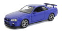 【送料無料】 WELLY 1/24 ニッサン スカイライン GT-R(R34) MTブルー 完成品ダイキャストミニカー WE24108MB1