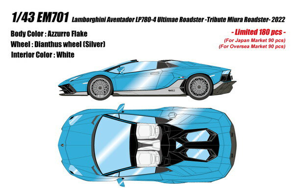 【●カタログ】【送料無料】　EIDOLON COLLECTION 1/43 ランボルギーニ アヴェンタドール LP780-4 ウルティメ ロードスター ”トリビュート ミウラ ロードスター” 2022 完成品ミニカー EM701