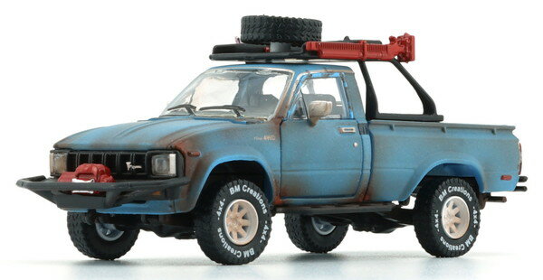 【送料無料】　BM CREATIONS 1/64 トヨタ ハイラックス N60, N70 1980 錆仕様 マットブルー アクセサリー付 RHD 完成品ダイキャストミニカー 64B0360