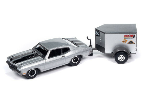 【送料無料】　JOHNNY LIGHTNING 1/64 1970 シェビー シェベル＆トレーラー シルバー/ブラックストライプ 完成品ダイ…