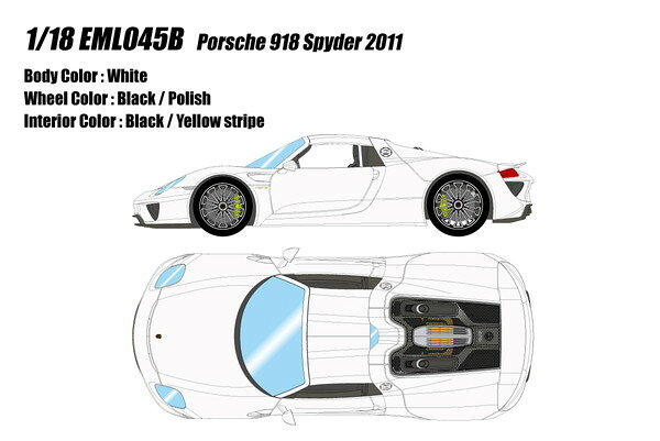【送料無料】　EIDOLON 1/18 ポルシェ 918 スパイダー 2011 ホワイト 完成品ミニカー EML045B