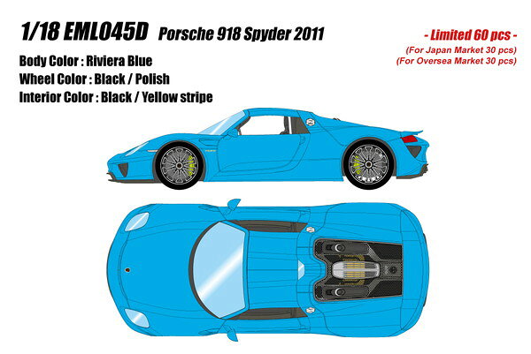 【送料無料】　EIDOLON 1/18 ポルシェ 918 スパイダー 2011 リビエラブルー 完成品ミニカー EML045D